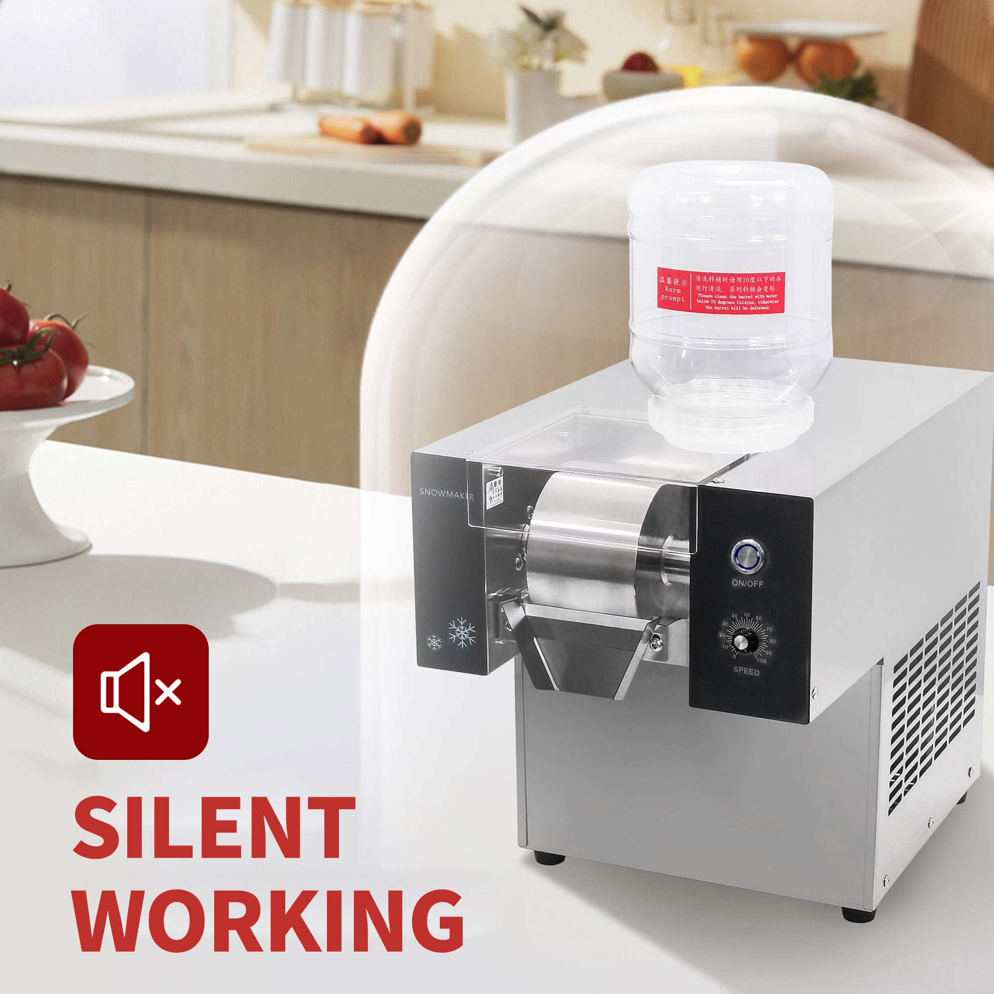 Mvckyi 176LBS/24H Snowflake Ice Machine, Korean Shaved Ice Machine, Commercial Ice Shaver Machine, Electric Snow Cone Machine Snow Ice Machine Maker, Stainless Steel for Bar Ice Cream Shop