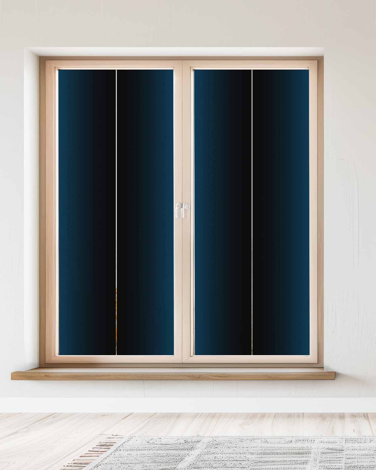 Window Privacy Film, Blue Black Ombre UV Sun Blocking Window Tint Film Heat Control One Way Blackout Window Film, Blue Gradient Abstract Modern Minimalism Art Non Adhesive Static Cling 23.6x59 In