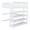 thumbnail image 7 of Full Size Loft Bed, Wood Loft Bed with Desk, Bed Frame with 4 Storage Shelves and Full-Length Guardrail, Loft Bed for Boys and Girls Bedroom, White, 7 of 7