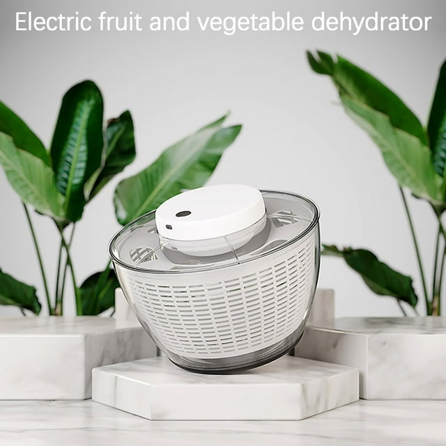 Black Friday TIMIFIS Kitchen Gadgets Electric Large6000ML Lettuce And Vegetable Automatic Rotary Cleaner, With Rechargeable Battery, Intelligent Lock Cover, Compact Storage And Easy Discharge