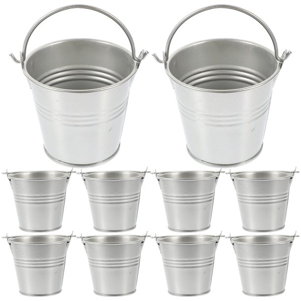 10pcs Small Metal Buckets with Handles Iron Planters DIY Buckets