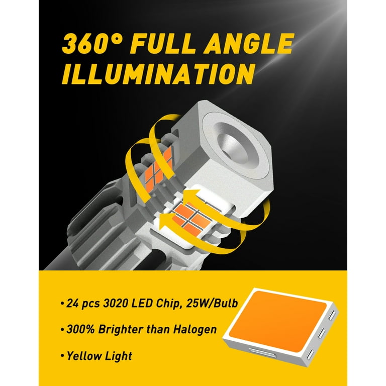 AUXITO 1156 LED Bulb Amber Yellow BA15S LED Turn Signal Light Bulbs,1003 1141 7506 1156A LED Bulbs Blinker Light 25W per Bulb,Pack of 2