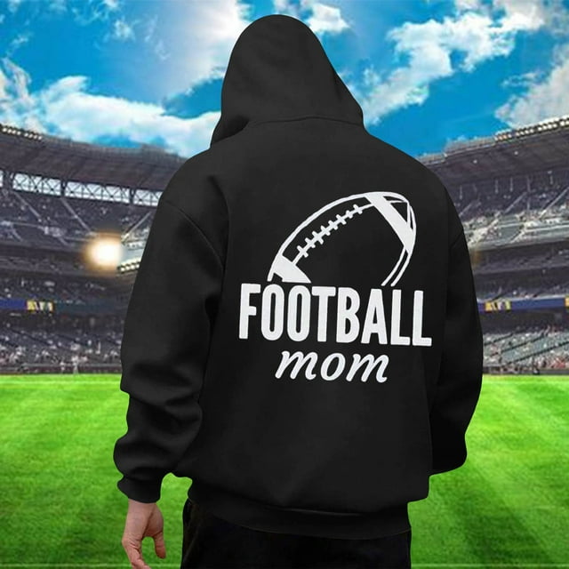 MHFRRA Sudadera con Capucha Informal para Hombre, Estilo Holgada, con Estampado de Fútbol, Cómoda y Cálida para Uso Diario En Otoño E Invierno Negro