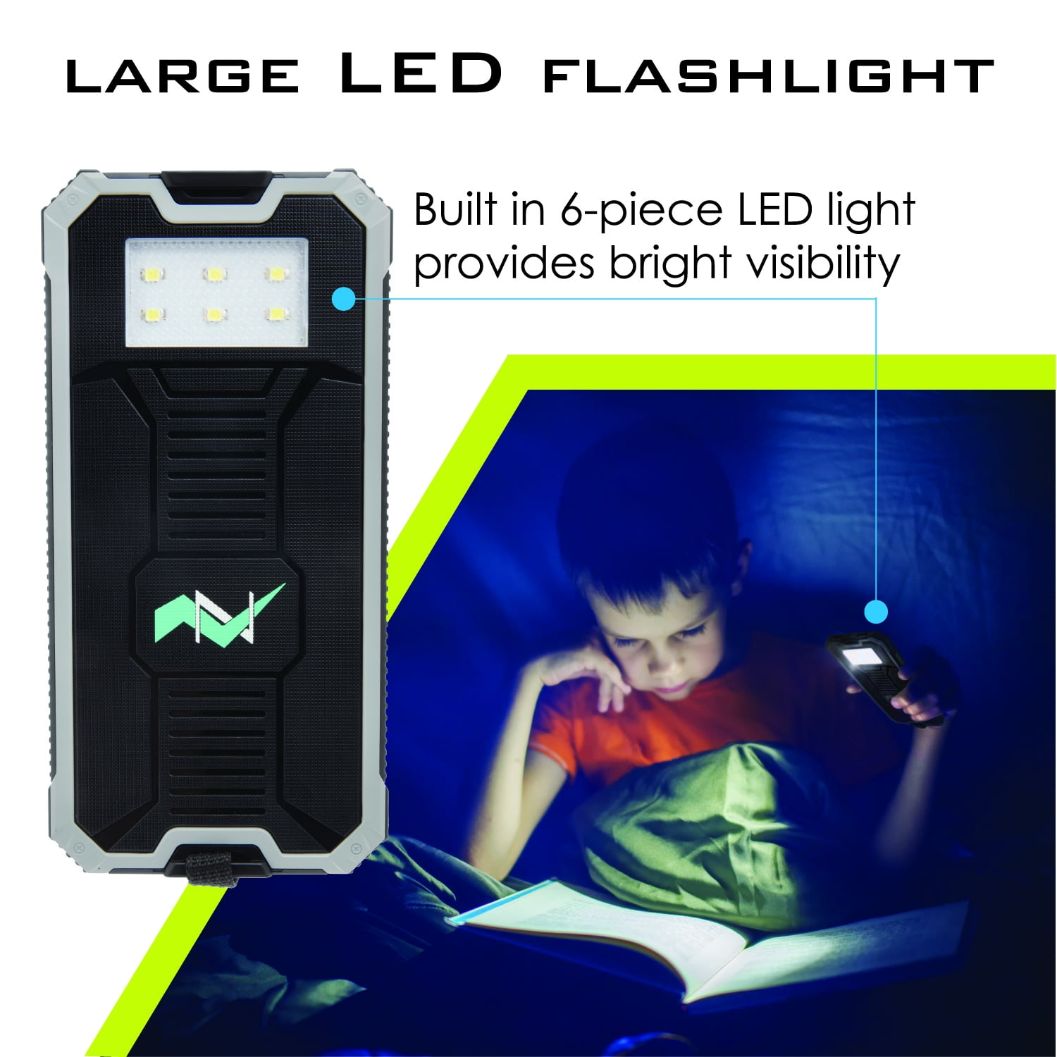 Zunammy ZBank 12000mAh Solar Power Bank Battery Charger with Flashlight&nbsp;