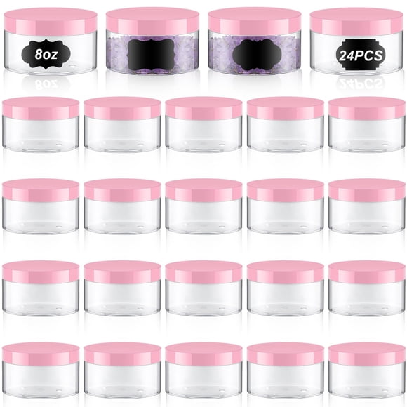 Tarro de plástico Dandat de 250 ml con tapa, 24 unidades, para cosméticos