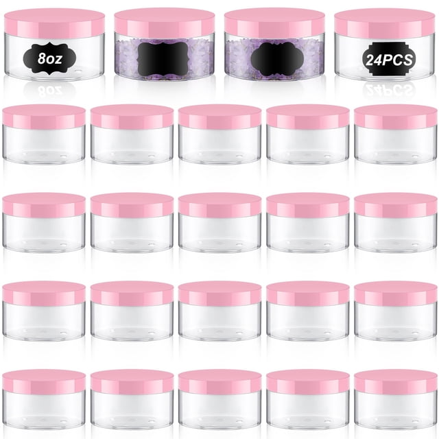 Tarro de plástico Dandat de 250 ml con tapa, 24 unidades, para cosméticos