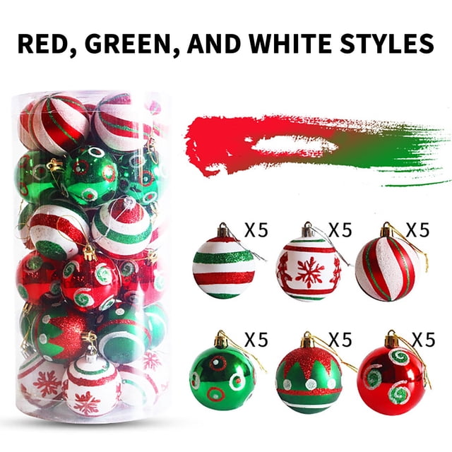 Xihbxyly Bolas Navideñas de Plástico Galvanizado Brillante, Bolas Colgantes Festivas de 6 Cm, Diseño Duradero E Irrompible, Decoración Navideña, Ideal para El Hogar y La Oficina, Juego de 30 Piezas.