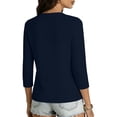 thumbnail image 5 of Women's Lightweight 3/4 Sleeve Bolero Shrug Open Front Cardigan Curved Hem Soft Stretch Cover Up for Evening Dress Wedding Guest, Navy, M, 5 of 10
