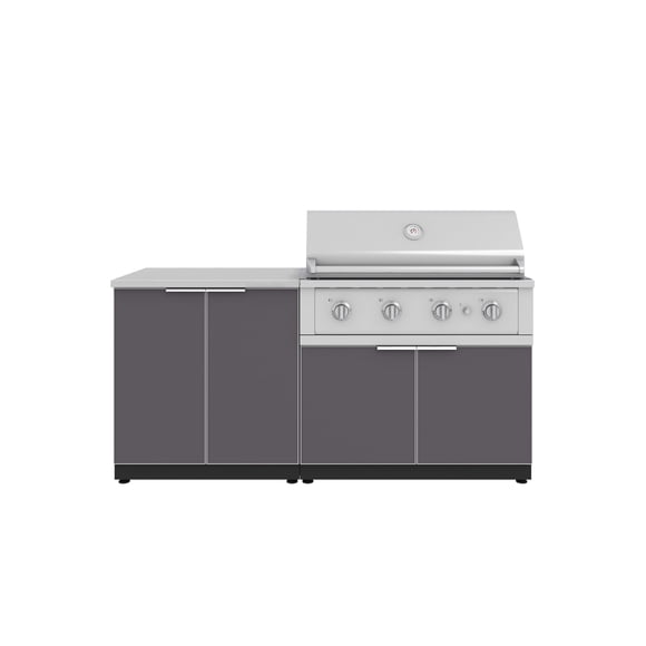 NewAge Products Ensemble de 4 Armoires de Cuisine Extérieure en Aluminium avec 2 Portes, Armoire pour Gril, Gril de Performance et Comptoir