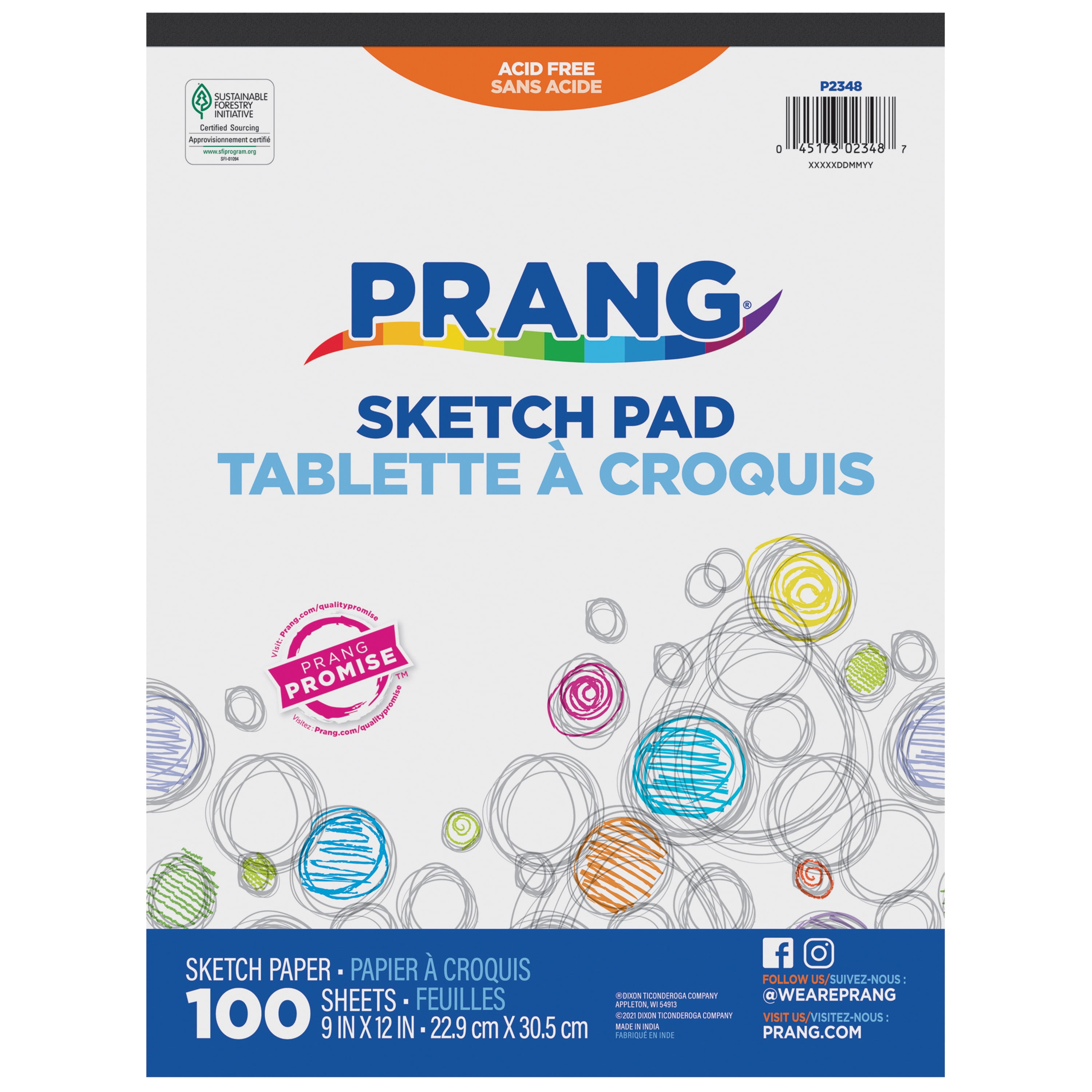 Prang 9 in x12 in Medium Sketch Pad, Paper, 100 sheets
