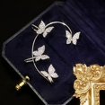 thumbnail image 3 of 1 par de pendientes de mariposa con puños de circonitas, pendientes de mariposa que se envuelven alrededor de las orejas, pendientes de mariposa, clips de oreja de mariposa de circonitas brillantes, pendientes vintage (plata) JM, 3 of 4