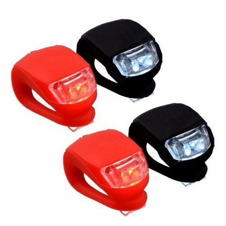 Wideskall® Dual Silicone Bike Bicycle LED Front Headlight & Rear Taillight Flashlight