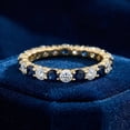 thumbnail image 5 of Pompeii 1 cttw Blue Sapphire Diamond Wedding Eternity Ring 10k Yellow Gold (G/H,I1-I2), 5 of 6