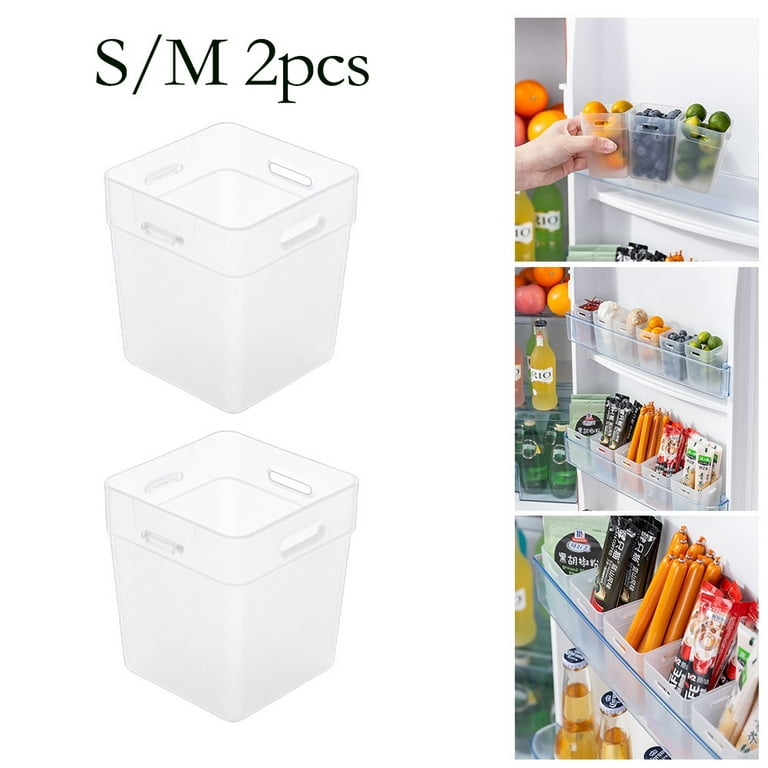 2pcs Stackable Acrylic Storage Bins, Clear Organizers with Handles for Pantry, Countertop, Shelves, Cabinet, Household Food Storage Containers with
