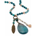 thumbnail image 5 of PalmBeach Jewelry Genuine Blue Jasper Antiqued Goldtone Boho Drop Necklace, 34 inches, 5 of 7