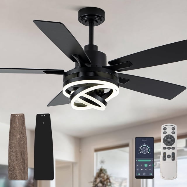 Ventilador de techo Curve Curio de 52" negro con motor DC y luces