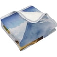 thumbnail image 2 of SKYSONIC Baby Kids Cozy Warm Throw Thermal Soft Bed Blanket 50x60 in Watercolor Deer Landscape Flannel Fleece Blanket, 2 of 5