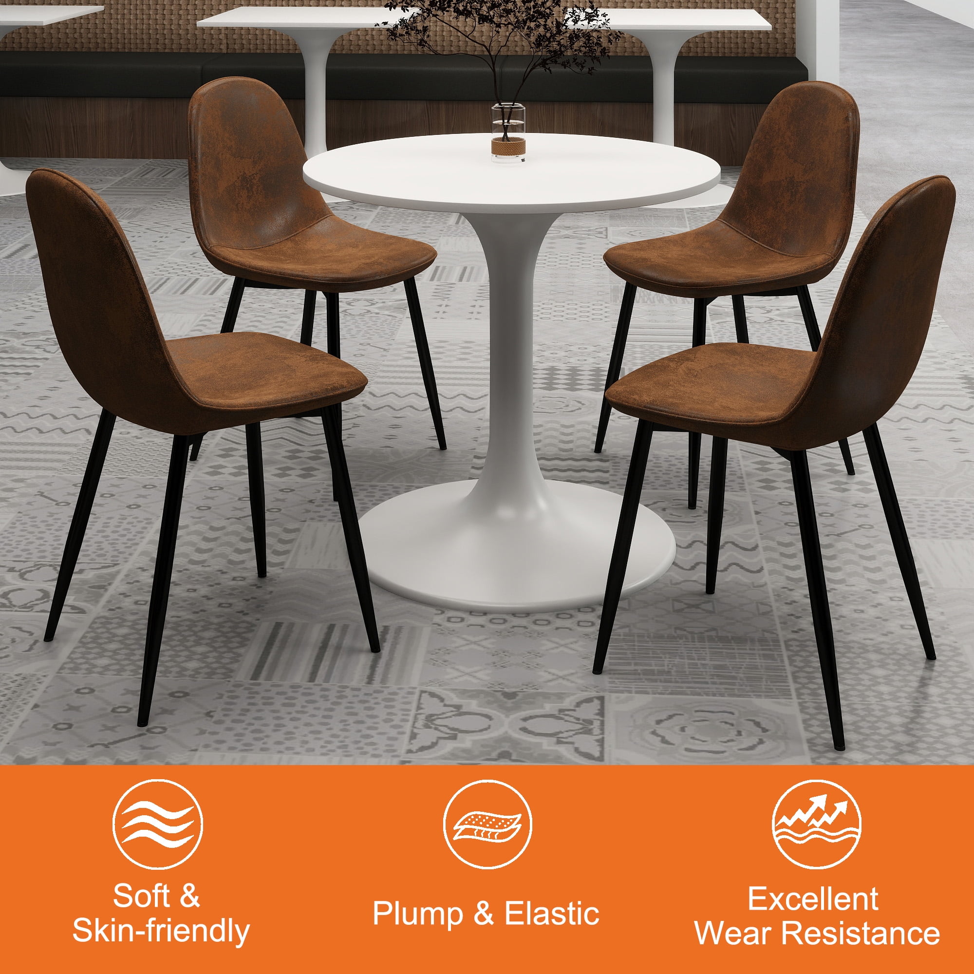 Homy Casa Set of 4 Modern Dining Chairs Upholstered Side Chairs with Ergonomic Curved Back and Durable Metal Legs for Family Gathering Dining Room Kitchen and Apartment