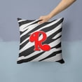 thumbnail image 2 of Carolines Treasures CJ1024-RPW1414 Letter R Initial Monogram - Zebra Red Fabric Decorative Pillow, 14Hx14W, multicolor, 2 of 4