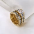 thumbnail image 3 of His and Hers Wedding Ring Sets Couples Rings 18k Yellow Gold Plated White Cz Titanium band, 3 of 8