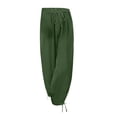 thumbnail image 5 of TRUBKH Womens Linen Pants Comfort Resort Wear Plain Drawstring Trousers Straight Leg Lounge Trouser Elastic Waist Cruise Pants Floral Belt Pants Paperbag Pant Pull On Pants Gaucho Pant Army Green L, 5 of 5