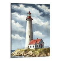 Creowell Lighthouse Canvas Wall Art Sail Boat Pictures Nautical Painting Artwork for Living Room Bedroom Bathroom Decoration 16x20 inch