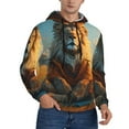 thumbnail image 2 of Naloa Prairie Meditating Lion Men's Casual Hooded Collar Drawstring Hoodies Pullover Sweatshirts Casual Long Sleeve Shirts-Medium, 2 of 7