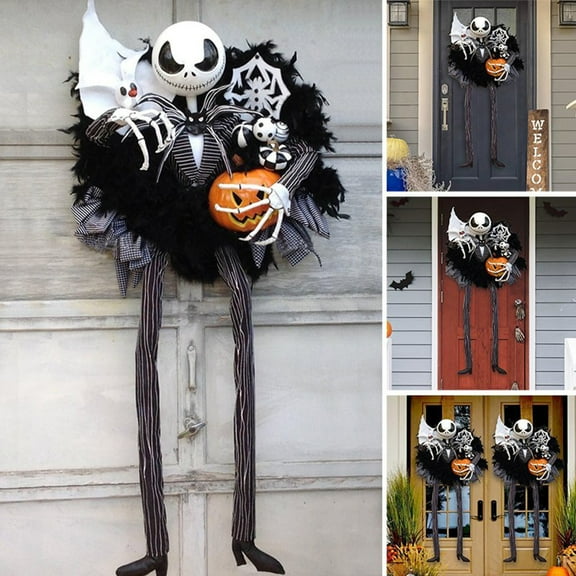 Halloween Wreath Front Door Horror Atmosphere Decoration Hanging Ring Horror Props Ornament Home Bar Decor Party