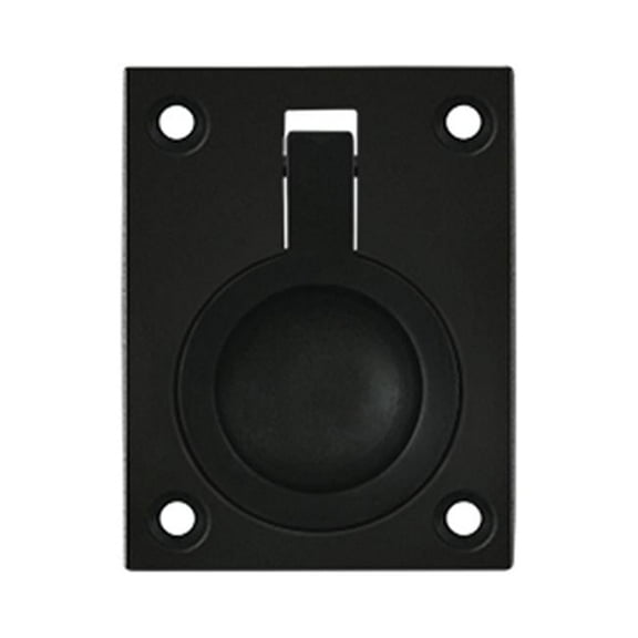 2.5 x 1.87 in. Flush Ring Pull, Black - Solid