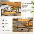 thumbnail image 6 of Topbuy 2-Tier Mid-Century Modern Wood Coffee Table with Tabletop & Imitation Rattan Storage Shelf, 6 of 9