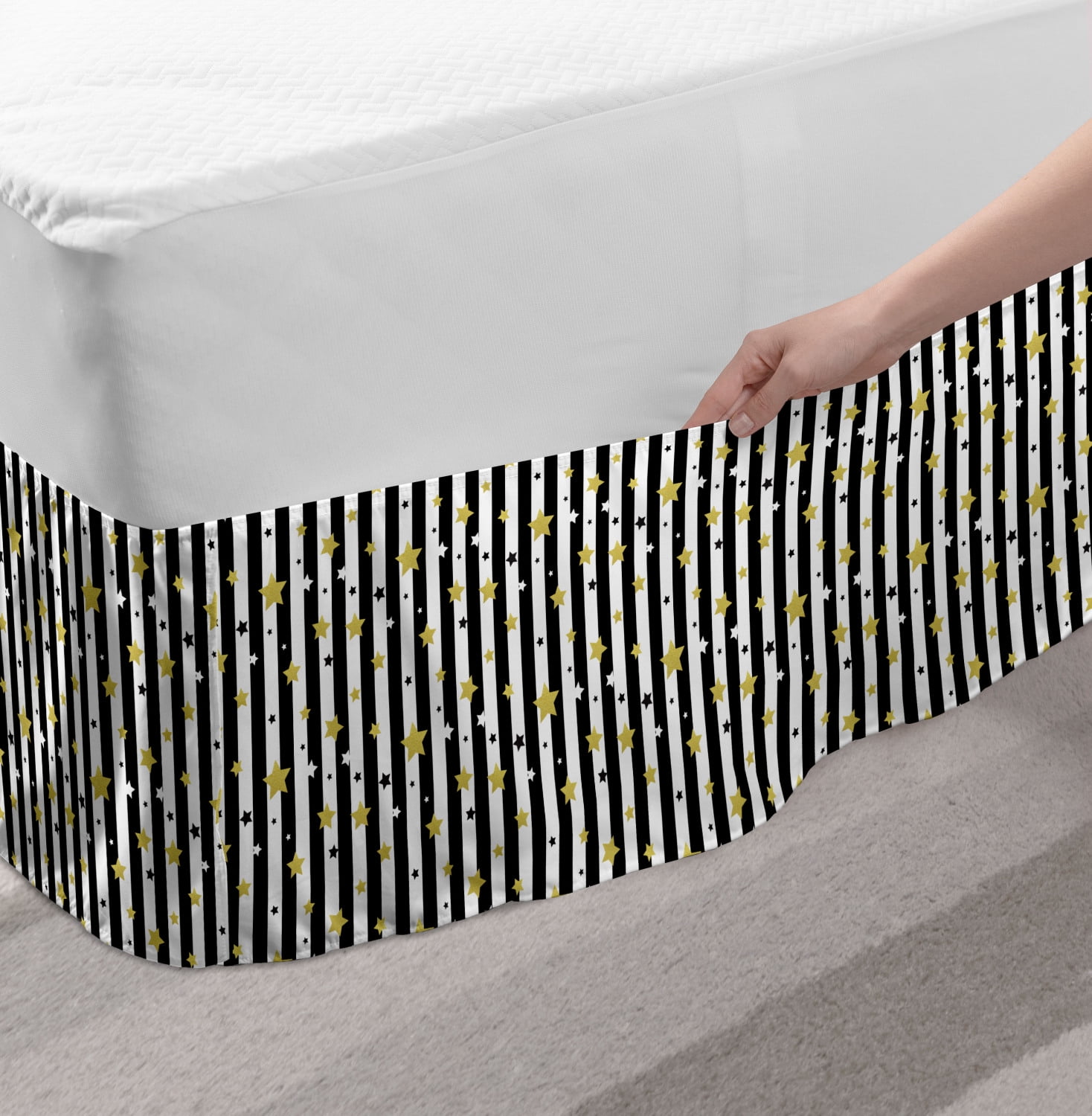 Black and white striped bed skirt king cheap