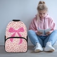 thumbnail image 2 of Yspwyqan Kids Girls Backpack, 17 Inch Large Capacity School Bag, Double Zipper with Front Pocket, Pink Leopard Bow Lightweight Bookbag for Middle High School Travel, 2 of 7