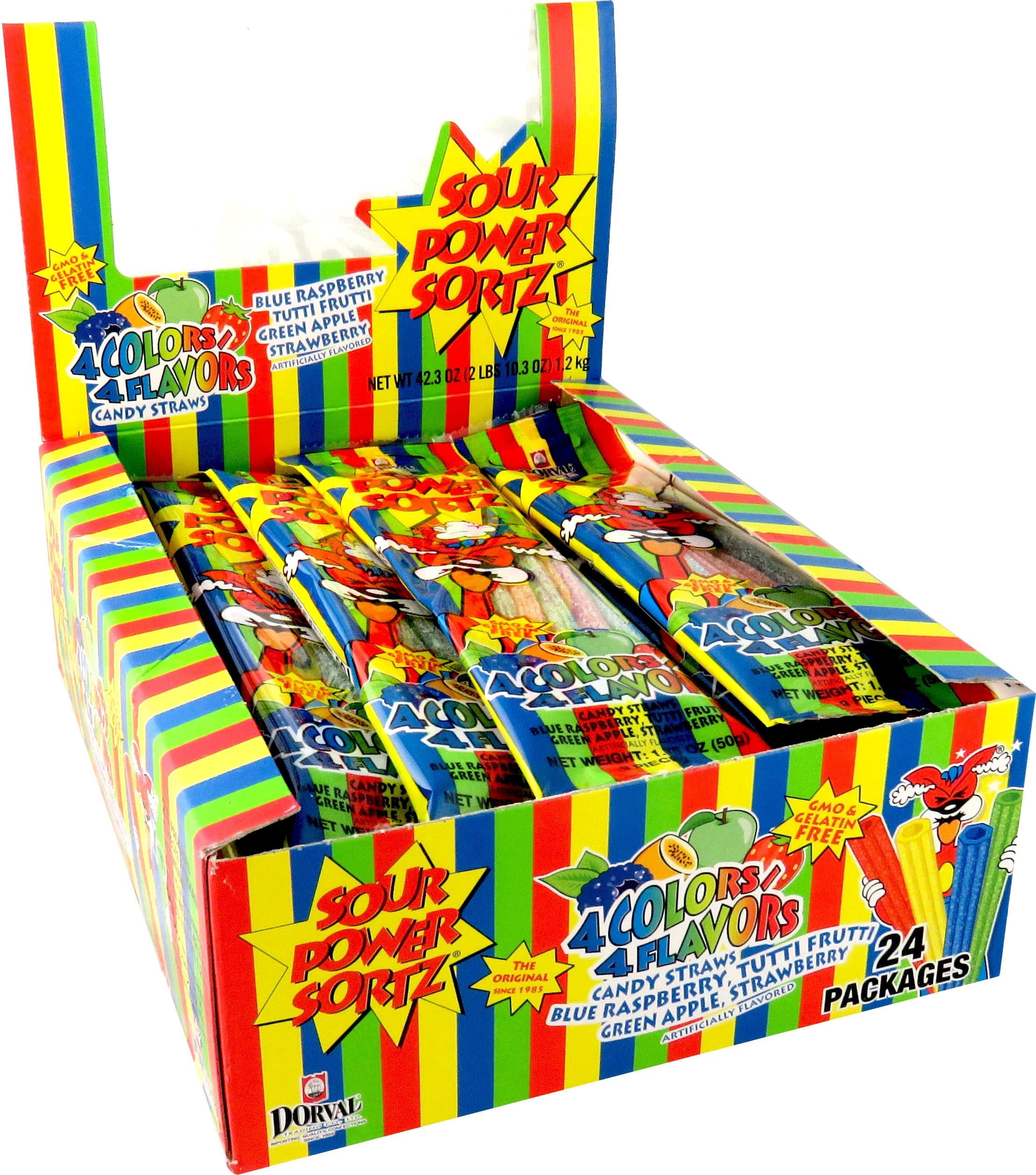 Sour Power Candy Straws, Sortz, 1.75-Ounce Units (Pack of 24) (ZQB-16867)