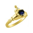 thumbnail image 4 of RYLOS Rings 14K Yellow Gold Claddah Love, Loyalty & Friendship Ring Heart 6MM Gemstone & Diamond Claddagh Rings September Sapphire Jewelry Size 6, 4 of 7
