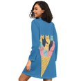 thumbnail image 2 of FORMRS Womens Long Sleeve Nightgowns Crew Neck Sleep Shirt Soft Pajamas Sizes S-3XL, Colorful Ice Cream Cat, 2 of 8