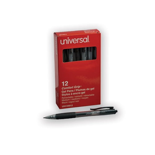 Comfort Grip Retractable Gel Pen 0.7mm, Black Ink, Smoke Barrel, Dozen