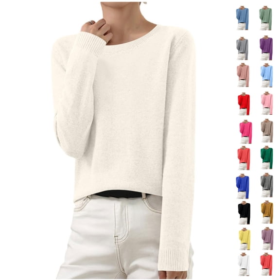 Basysin Sweaters for Women Fall Long Sleeve Lightweight Crewneck Knit Tops Casual Soft Pullover Sweater Base Layer ShirtsFall Sweaters For Women