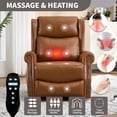 thumbnail image 5 of 360° Swivel Recliner Chair Rocker with Massage and Heating for Elderly, Genuine Leather Lounge Single Sofa with Adjustable Footrest and Backrest, Yellow, 5 of 7
