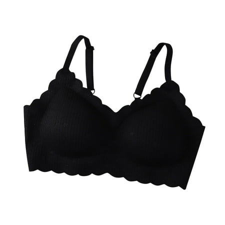 Blphud Lingerie Tops for Women Womens Bras Trendy Lingerie for Women Sports Bras for Women Women s Front Side Buckle Lace Edge without Steel Ring Seamless Adjustment Yoga Large Bra Black XL