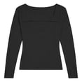 thumbnail image 4 of Womens Summer Tops Fashion Fall Clothes Cutout Tops Long Sleeve Ribbed Slim Shirts Tee Tshirts on Sale, 4 of 4