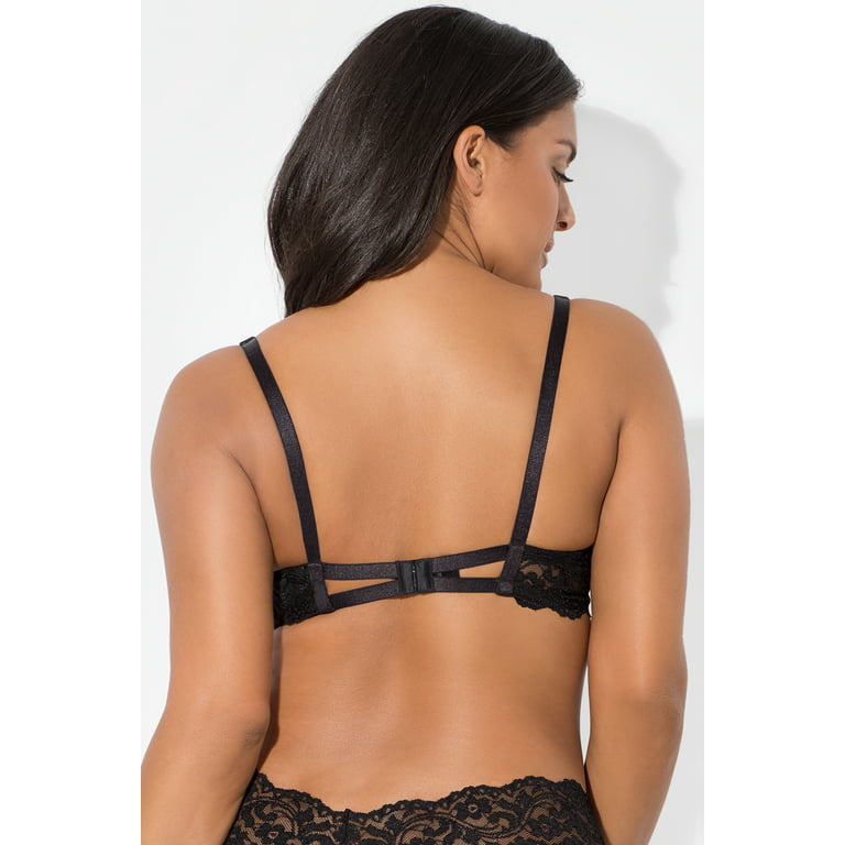 Sexy Bra Push Up Lace T-Shirt Plunge Low Back Sheer Underwire Demi