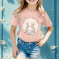 thumbnail image 2 of LRen Girls Easter Shirt Size 8 Cartoon Rabbit Short Sleeve T Shirt Top Comfortable Happy Easter Pullover Tops Tee for Boys & Girls, 2 of 5