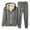 Grey, variant on Male Casual Warm Solid Two Piece Suit Zipper Pocket Hoodies Coat Drawstring Pants Set Man in Suit