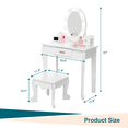 thumbnail image 3 of Bingirl Vanity Set with Mirror and Light Wooden Makeup Table and Stool, 3 of 5
