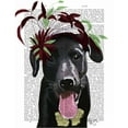 thumbnail image 2 of Fab Funky 20x24 White Modern Wood Framed Museum Art Print Titled - Black Labrador With Green Fascinator, 2 of 4