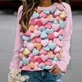 thumbnail image 2 of Valentine's Day Long Sleeve Shirts for Women Trendy Sequin Heart Print Crew Neck Casual Sweatshirts Casual Tunic Tops(Pink,XXL), 2 of 4
