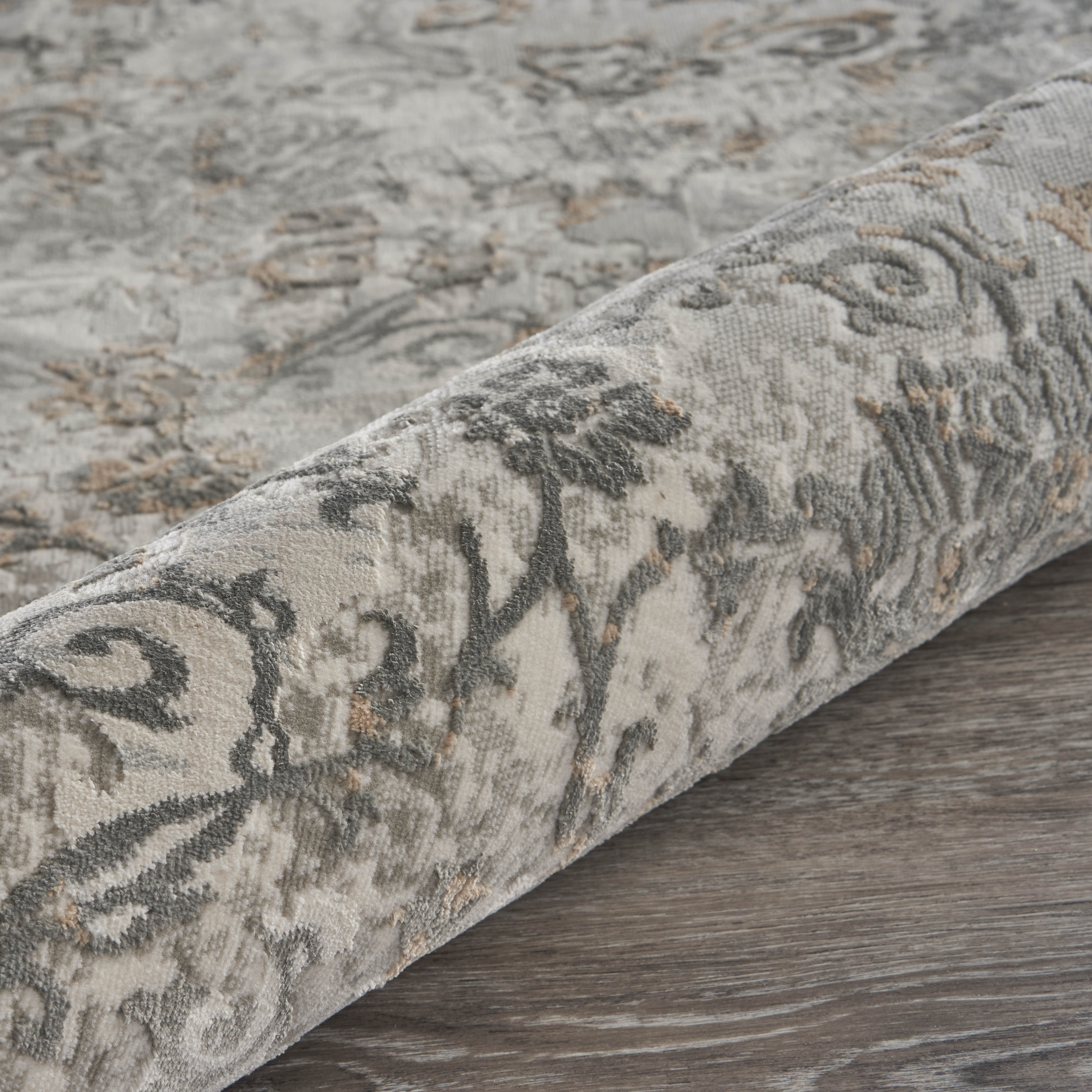 LR Home Imara Blake Cream/Taupe Traditional Damask Polyester Area Rug, 1'10" x 3'