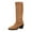 Brown, variant on Aihuaihua Knee High Boots Women Leather Elastic Boots Low Heel Square Toe Fall Long Tall Boots for Women