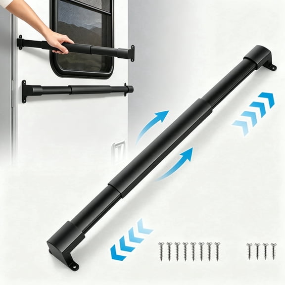 RV Screen Door Handle Grab Bar, Adjustable Crossbar Protector 21-5/8" to 28-5/8" for Camper Travel Trailer