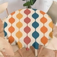 thumbnail image 2 of Mid Century Tablecloth, Groovy Retro 1960s Abstract Geometric Pattern Table Cloth Cover for Kitchen Dining Holiday Party Home Decor, Navy Blue Orange Red Round(60x60in), 2 of 6